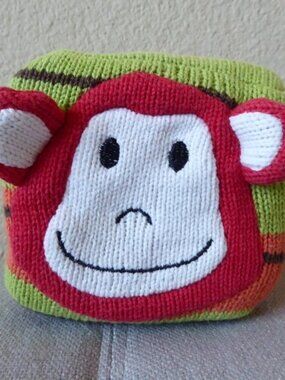 Monkey 4" Knit Rattle Block Baby Toy Cube Cubic Shape by Rich Frog